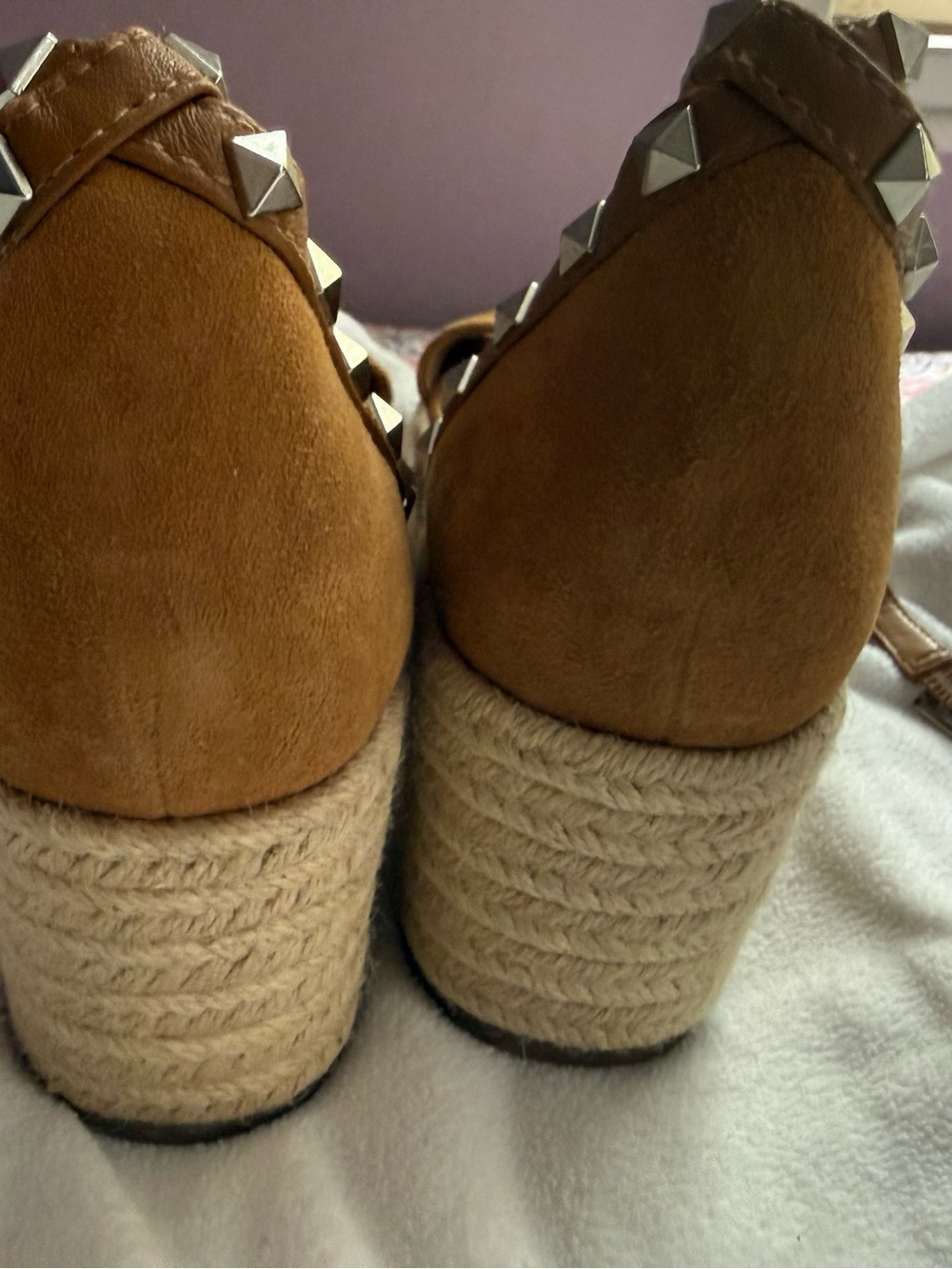 Marc Fisher light Brown Suede Ankle-Strap Espadrille Sandals - Picture 2 of 8